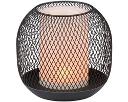 Grundig Solar Tafellamp - Zwarte Metalen Lantaarn - IP44 Weerbestendig - Ø13x14 cm