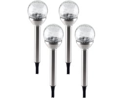 Grundig Solar tuinlamp - 4x - glazen bol - op zonne-energie - 25 cm - tuinverlichting