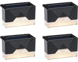 Grundig Solar Tuinverlichting 4 Stuks - Solar Lamp voor Terras en Schutting Verlichting - Warm Wit Sfeerlicht - Tuin Verlichting Incl. Montagemateriaal - 6-8 Uur Batterijduur - Zwart