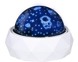 Grundig Sterrenprojector Kinderen - Nachtlamp met Kleurverandering en Rotatie - Projector met Sterren en Astronauten - USB-C Oplaadbaar - Witte Behuizing