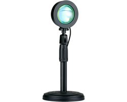 Grundig Sunset Lamp - Projectielamp met Afstandsbediening - RGB LED Lamp met 16 Kleuren en 4 Lichtstanden - Tafellamp en Nachtlamp - USB-A Oplaadbaar - 27x11.4x11.4 cm - Zwart