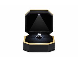 Grutter Goods Luxe Ring Doosje – LED Licht – Zwart & Goud – Verloving, Huwelijk & Valentijn