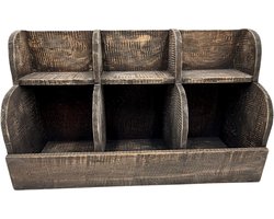 Gruttersbak stoer robuust geleefd hout 3 vaks vintage bruin 50 x 29,5 cm keuken | 758734 | Home Sweet Home | Landelijke Woonstijl