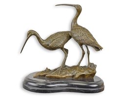 Grutto Vogels - Bronzen Beeld - Kunst Sculptuur - Brons Beeldje - Decoratie - 25x16x24