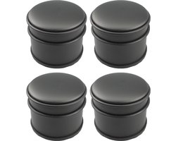 Gs Deurstoppers Set Van 4 - Roestvrij Staal met Rubberen Stootring en Anti-slip - Voor Binnen en Buiten - Zwart - 9 x 8 cm