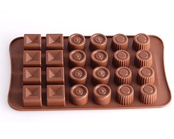 Gsedaox- Chocoladevorm- Bonbonvorm- Siliconen - BPA-vrij - 3D Anti-aanbak- Rubberen Vierkant Rond-Bruin