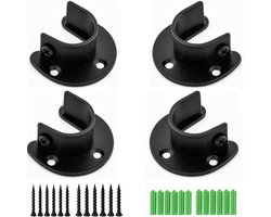 Gsedaox-Kastroededrager-4 stuks-RVS-52x45x25 mm-Beugel Kledingkast-Roededrager-Inclusief schroeven-Zwart