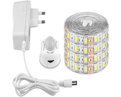 Gsedaox-LED-lichtstrip met bewegingssensor - Zelfklevende flexibele LED-lichtstrip - Waterdicht IP65 - Met 12V voeding Lichtstrip - Geschikt voor slaapkamer, woonkamer, keuken, kledingkast en decoratie - 5M - Warm Wit