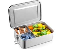Gsedaox- Lunchbox - Bento Box -RVS Broodtrommel- 3 Compartimenten- Volwassenen en Kinderen-1200 ml