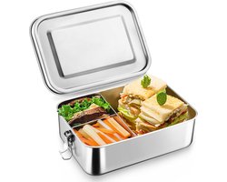 Gsedaox- Lunchbox - Bento Box -RVS Broodtrommel- 3 Compartimenten- Volwassenen en Kinderen-1200 ml