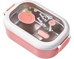 Gsedaox- Lunchbox- Bento Box-RVS Broodtrommel-Compartimenten-Volwassenen en Kinderen-Salade lunchbox-Roze