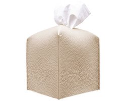 Gsedaox-Tissue box-Leren Tissuehouder-PU leer-13*13*13cm-Organizer-Eettafels-Werkbladen-Beige