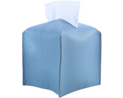 Gsedaox-Tissue box-Leren Tissuehouder-PU leer-13*13*13cm-Organizer-Eettafels-Werkbladen-Blauw