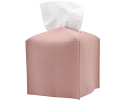 Gsedaox-Tissue box-Leren Tissuehouder-PU leer-13*13*13cm-Organizer-Eettafels-Werkbladen-Roze