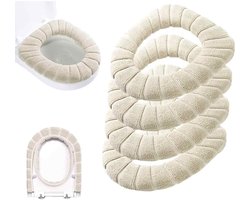 Gsedaox-Toiletbril Hoes - Zachte Toiletzitting - Toiletbril Cover - WC Bril Cover - Herbruikbaar - Wasbaar- Beige - 4 stuks