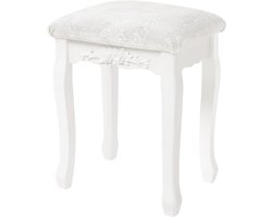 GTB® Kaptafel Stoel - Make Up Kruk - Kaptafel Krukje - Crème Wit - 37cm x 30cm x 50cm
