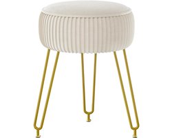 GTB® Kaptafel Stoel - Make Up Kruk - Kaptafel Krukje - Goud - 30cm x 30cm x 46cm