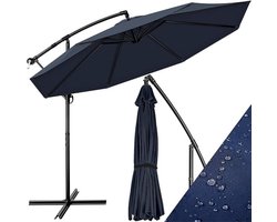 GTB® Zweefparasol met Voet - Zweefparasol - Met Voet - Blauw - 350cm x 350cm x 255cm
