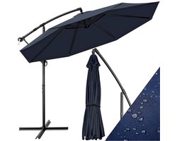 GTB® Zweefparasol met Voet - Zweefparasol - Met Voet - Blauw - 350cm x 350cm x 255cm