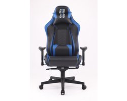 GTG GT1 - Gaming stoel - Gaming chair - Luxe, ruime en stevige stoel -  Zwart Blauw - stalen onderstel - Rug- en nekkussen