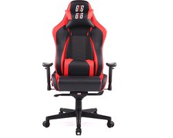 GTG GT1 - Gaming stoel - Gaming chair - Luxe, ruime en stevige stoel - Zwart Rood - stalen onderstel - Rug- en nekkussen
