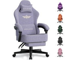GTPLAYER - Gaming Bureaustoel - Met 160° Verstelbare Rug - Macaron Lila Stoff