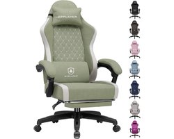 GTPLAYER - Gaming Stoel - Ergonomisch met Ademende Stof en Voetensteun - Groen
