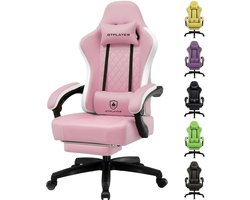 GTPLAYER - Gaming Stoel - Kunstleer met Federsitz en Voetensteun 150kg - Roze