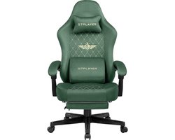 GTPLAYER - Gaming Stoel Stof - 150 kg met Verenzitkussen en Voetensteun - Groen