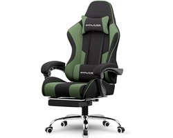 GTPLAYER Gamingstoel 135° verstelbaar, ergonomisch, met uitschuifbare voetsteun - Groen stof