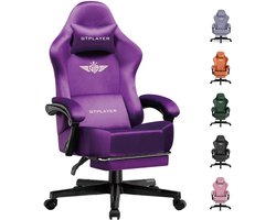 GTPLAYER - Gamingstoel Bureaustoel - Met 160° Verstelbaar en Voetensteun - Donkerpaars