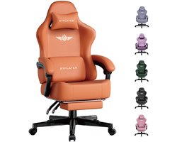 GTPLAYER - Gamingstoel Bureaustoel - Met 160° Verstelbare Rug - Oranje Kunstleer