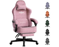 GTPLAYER - Gamingstoel Bureaustoel - Met 160° Verstelbare Rug - Roze Stoff