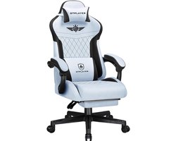 GTPLAYER - Gamingstoel Technische Stof - Met Lendensteun en 150 kg - Lichtblauw