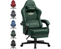 GTPLAYER - Gamingstoel van Stof - Met Pocketvering en Hoge Rugleuning - Groen