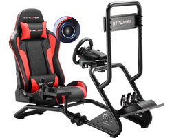 GTPLAYER - Simulator Cockpit - Met 3D Luidsprekers en Monitorhouder - Rood