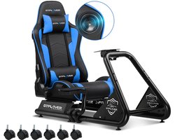GTPLAYER - Simulator Cockpit - Met Luidsprekers en Stuurwiel Steun - Blauw