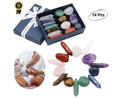GUAPÀ® Chakra Stenen | 14 Edelstenen | Energie Stenen | Yoga Stenen | Mindfullness | Natuurstenen Chakra's | Healing Stones | Cadeau Set | 14 pcs Chakra Stenen