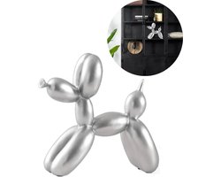 GUAPÀ® Standbeeld Hond | Hond Ballon Beeldje | Interieur Beeld | Woning Decoratie | Honden Beeldje | Kunst | Woonkamer | Slaapkamer | Buffetkast | Interieur Styling & Accessoires Decoratie Beeld | 8 cm Hondenbeeldje Zilver