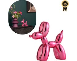 GUAPÀ® Standbeeld Hond | Hond Ballon Beeldje | Interieur Beeld | Woning Decoratie | Honden Beeldje | Kunst | Woonkamer | Slaapkamer | Buffetkast | Interieur Styling & Accessoires Decoratie Beeld | 9,5 cm Hondenbeeldje Chrome Roze