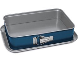 Guardini Xbake Springvorm - Cakeblik - Taartvorm - Cakevorm - Springvorm 24 cm - Springvorm Rechthoek - Bakvorm 24x7 cm - Staal - Blauw & Zilver