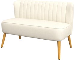 Gudalio Bank - 2-zitsbank - Loveseat - Eetkamerbank - Zitbank - Zachte Bekleding - Houten Poten - 117 x 56,5 x 77 cm - Crème Wit