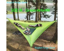 Gudalio Hangmat - Outdoor Driehoek hangmat - Robuust - Duurzaam Canvas - 4 x 4 m - Tot 4 personen - Weersbestendig - Groen