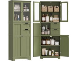 Gudalio Kast - Opbergkast - Wandkast - Kledingkast - Buffetkast - Glazen deuren - Verstelbare Planken - 60 x 30 x 170 cm - Groen