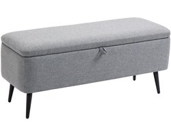 Gudalio Opbergbank - Hal Bankje - Klepbank - Kistbank - Opbergkist - Modern - Stof - Metalen Poten - 101x38,5x44,5 cm - Grijs