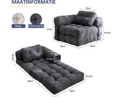 Gudalio Slaapbank - Slaapstoel - Fauteuil - Logeerbed - Uitklapbaar - 1 persoons - 170x85x22 cm - Tot 150 kg Draagvermogen - Zwart
