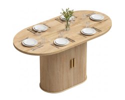 Gudalio Tafel - Eettafel - Keukentafel - Eetkamertafel - Ovaal - 140x70x75 cm - Minimalistisch - Opbergruimte - Hout - Bruin