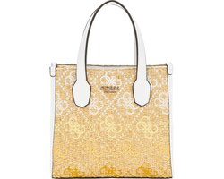 GUESS Handtas Schoudertas Silvana Mini Two Compartment Tote Cornsilk Logo Beige