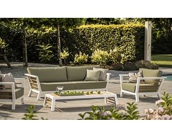 Guiño Compañía 5-Delige Loungeset Aluminium Wit Aluminium Spuncrylic kussens Grijs