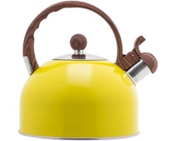Guispan met Fluitje - Waterketel Theeketel - Water Koken - Roestvrij Staal - 2.5L - Geel